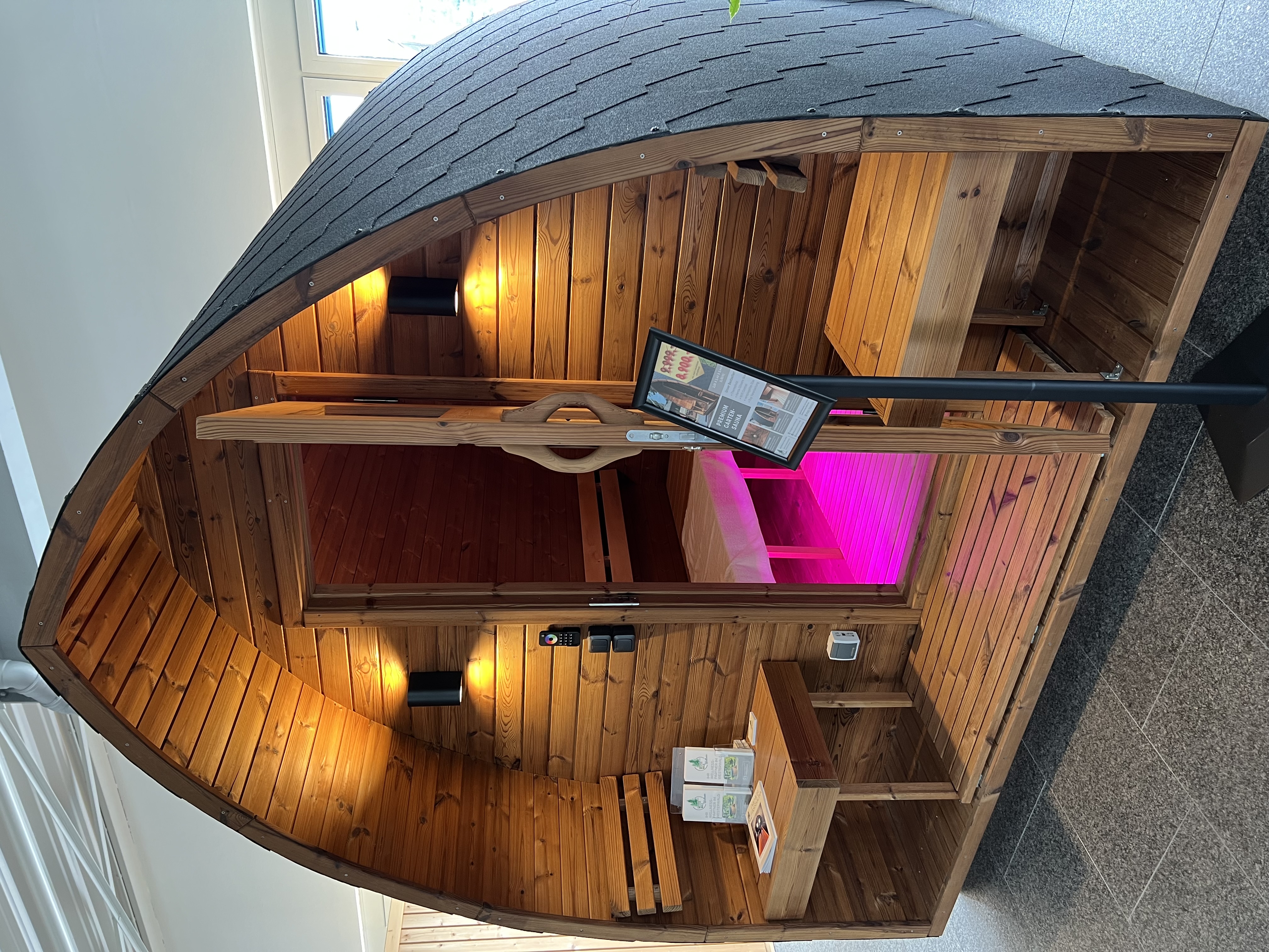 Fasssauna in Zeltform, 2,5 Meter, Harvia Cilindro, 9kW mit WiFi Control -Unser Bestseller-