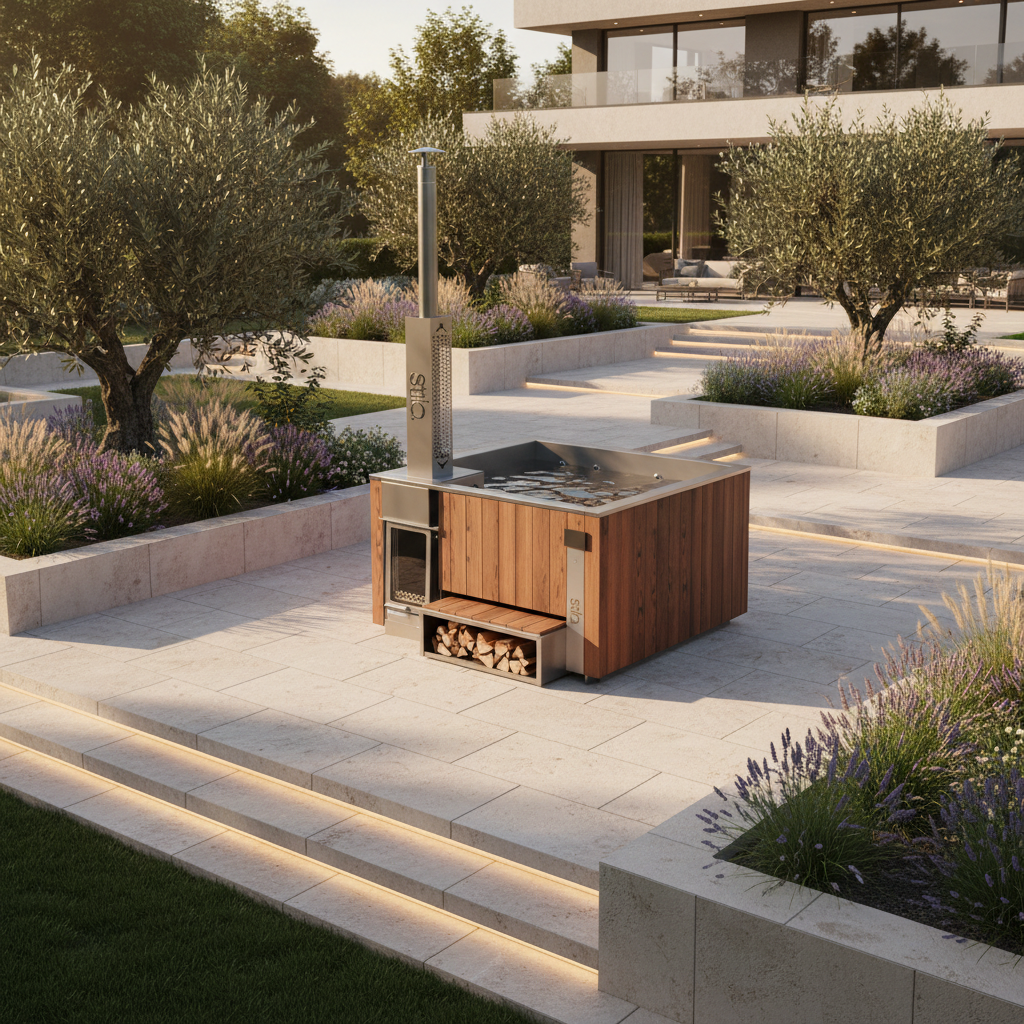 Der Loungetub (Basic) – Premium Hot Tub aus Edelstahl & Thermoholz - Ausstellungsstück
