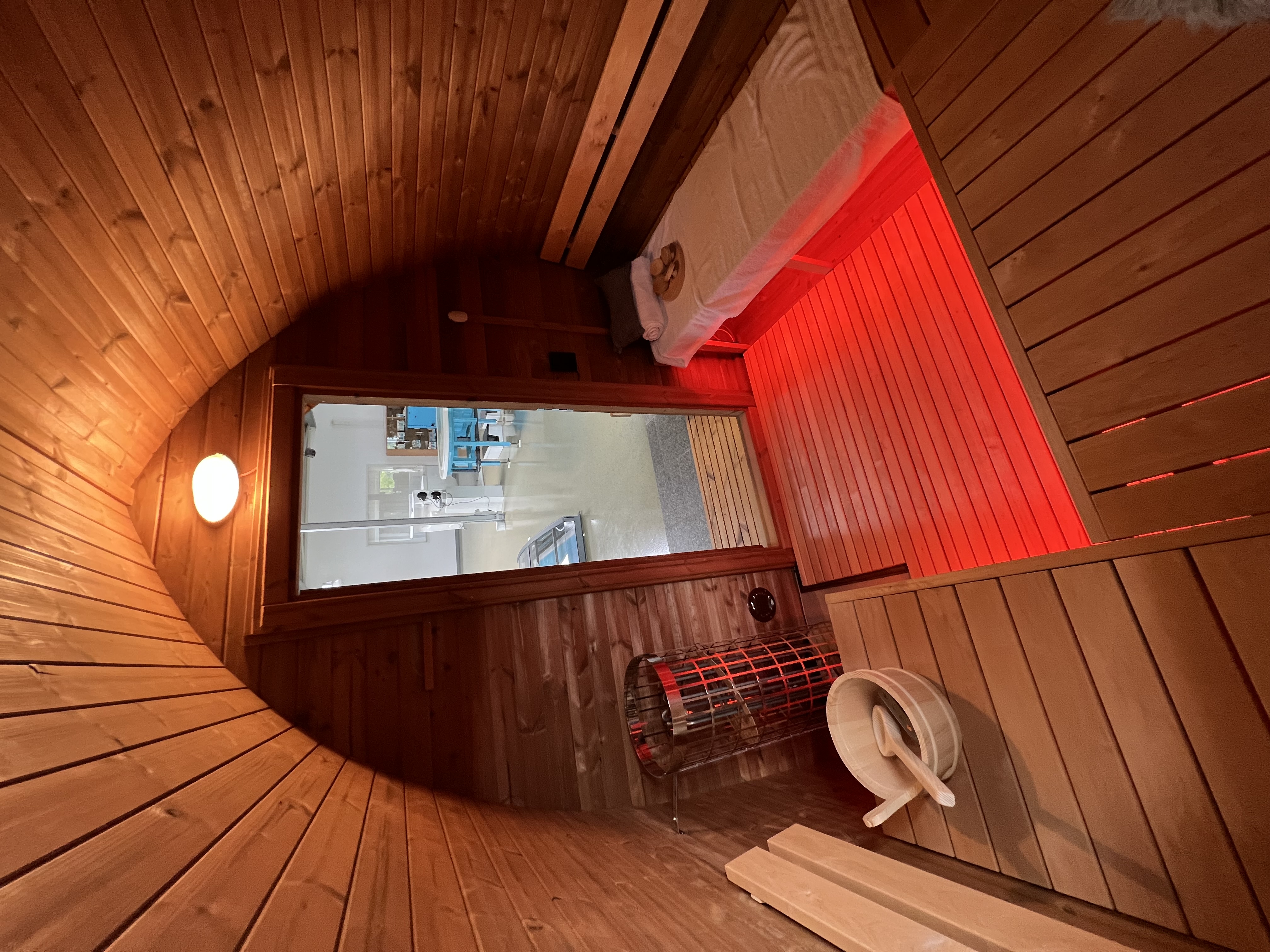 Fasssauna in Zeltform, 2,5 Meter, Harvia Cilindro, 9kW mit WiFi Control -Unser Bestseller-