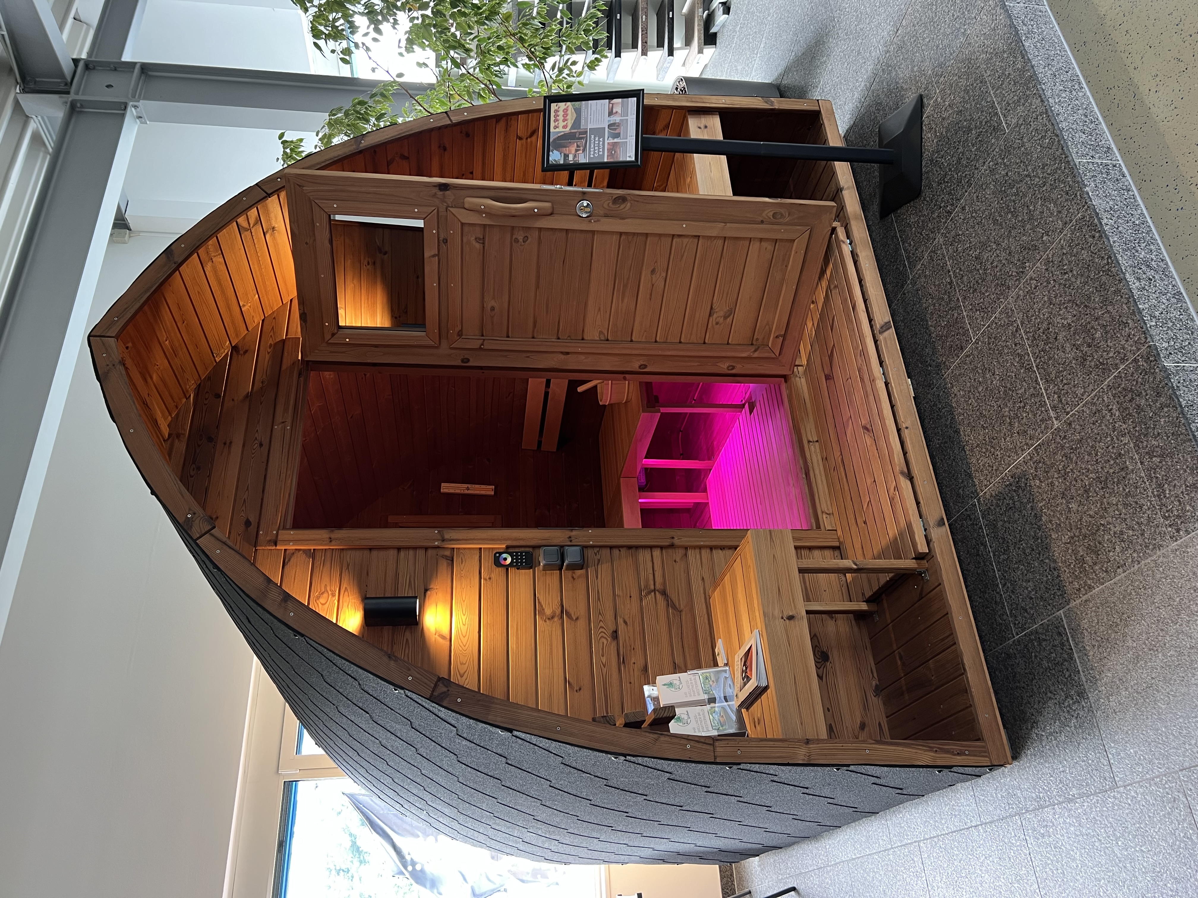 Fasssauna in Zeltform, 2,5 Meter, Harvia Cilindro, 9kW mit WiFi Control -Unser Bestseller-