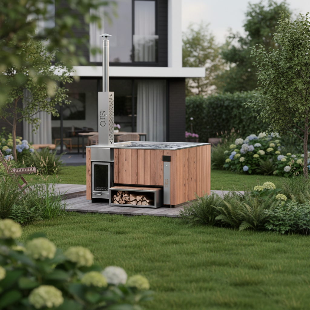 Der Loungetub (Basic) – Premium Hot Tub aus Edelstahl & Thermoholz - Ausstellungsstück
